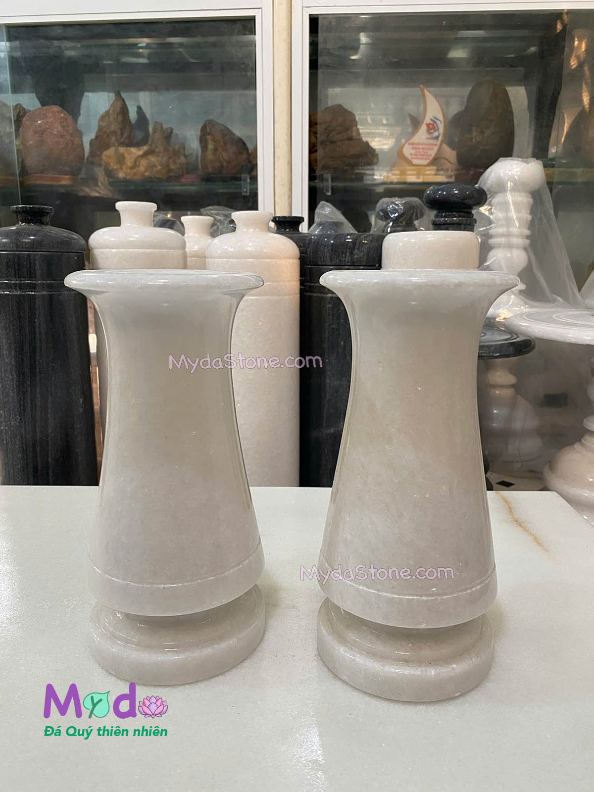 Bình Hoa đá Cẩm Thạch Trắng