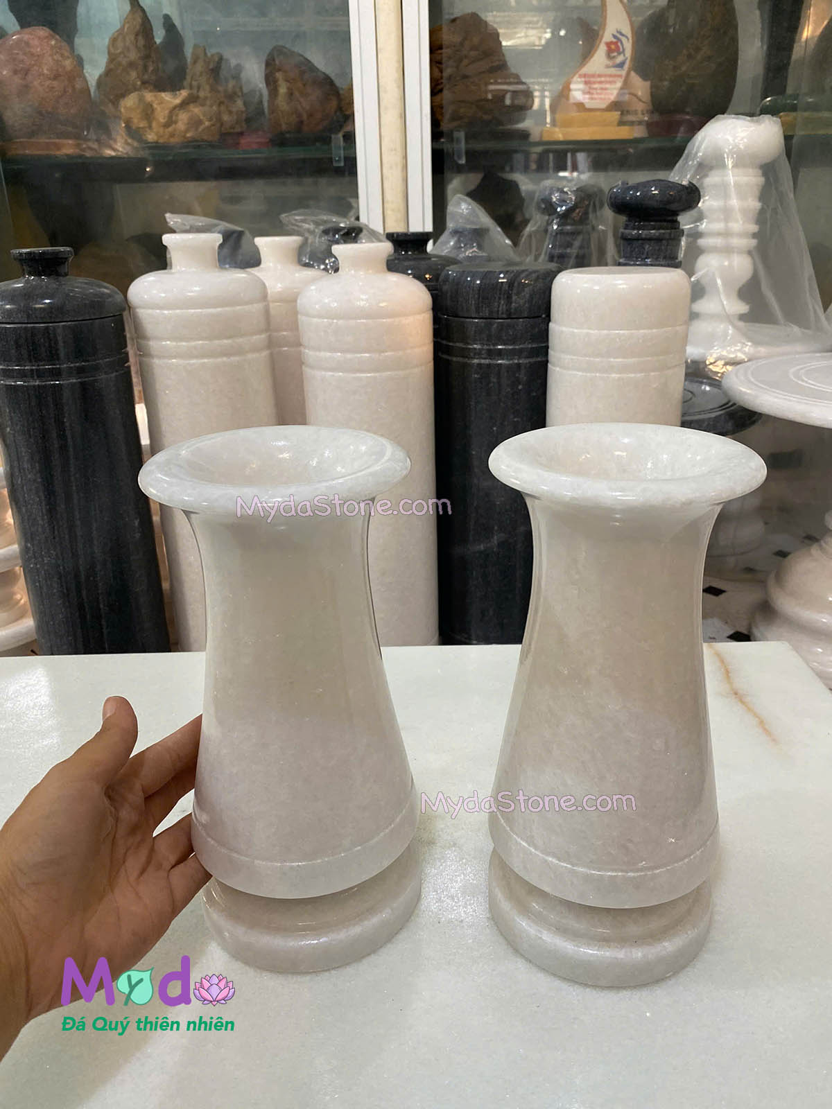Bình Hoa đá Cẩm Thạch Trắng
