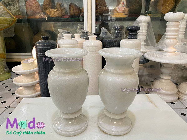 Bình Hoa đá Cẩm Thạch Trắng