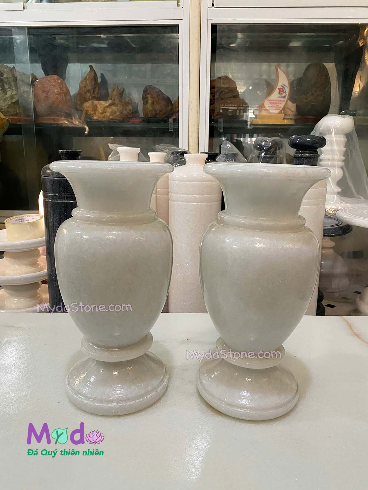 Bình Hoa đá Cẩm Thạch Trắng