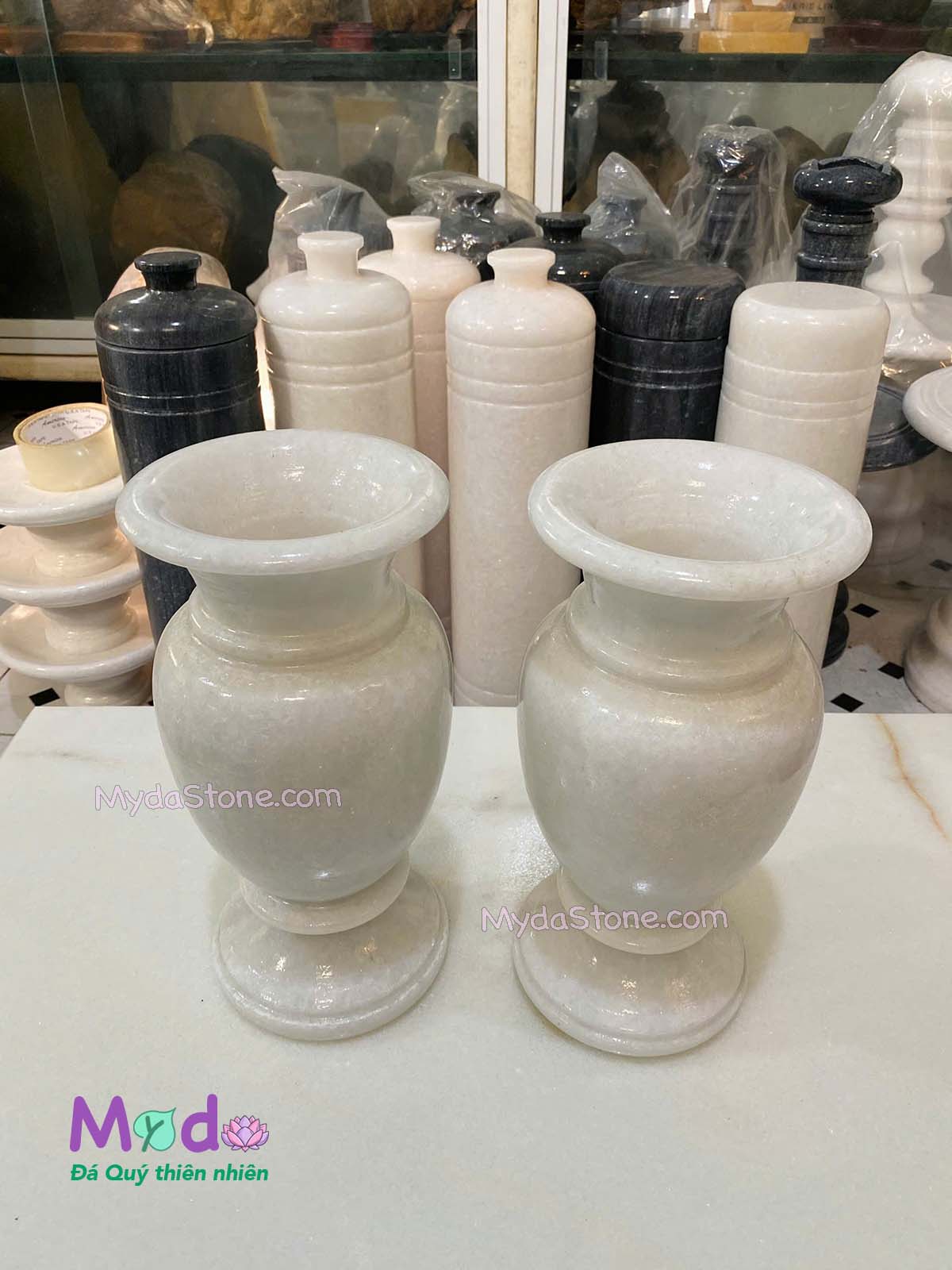 Bình Hoa đá Cẩm Thạch Trắng