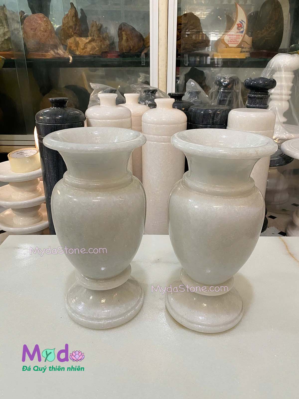 Bình Hoa đá Cẩm Thạch Trắng