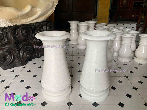 Bình Hoa đá Cẩm Thạch Trắng