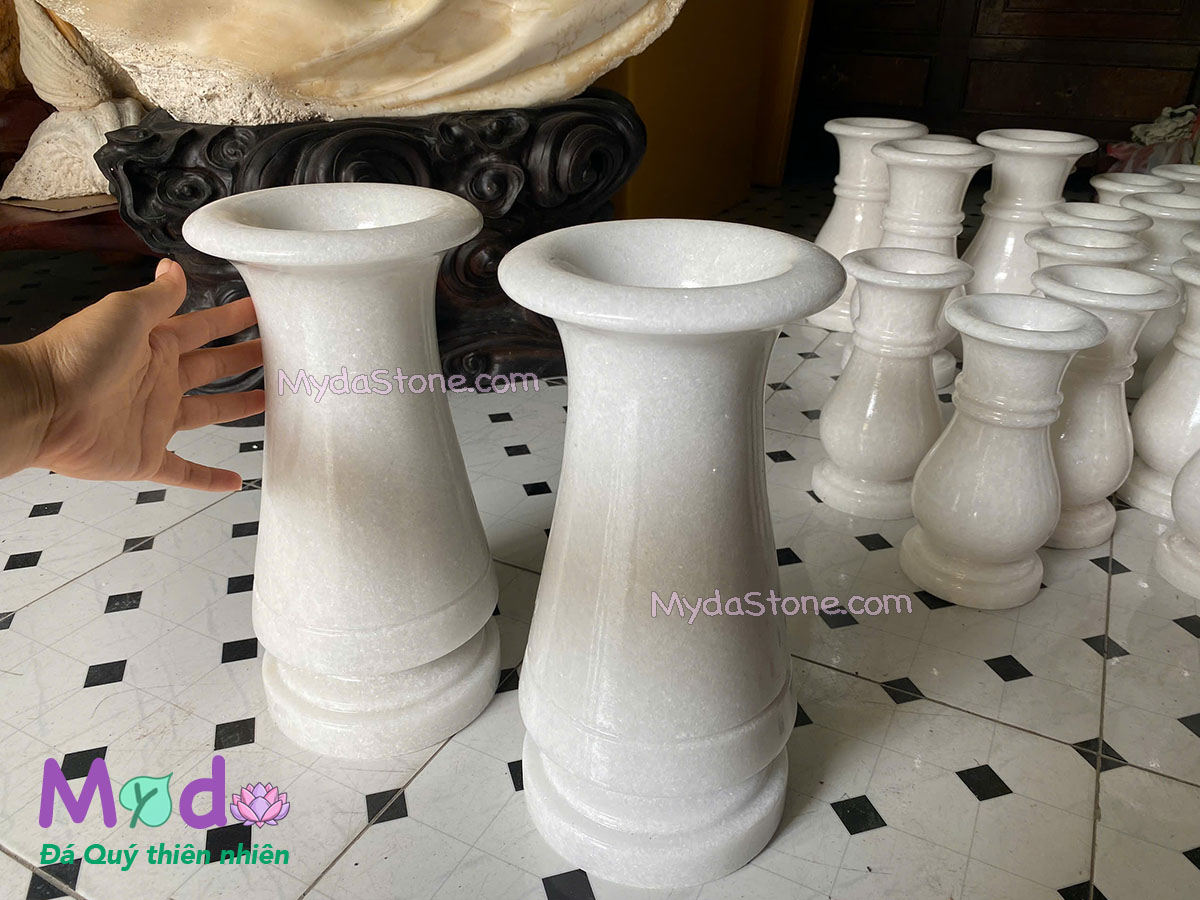 Bình Hoa đá Cẩm Thạch Trắng