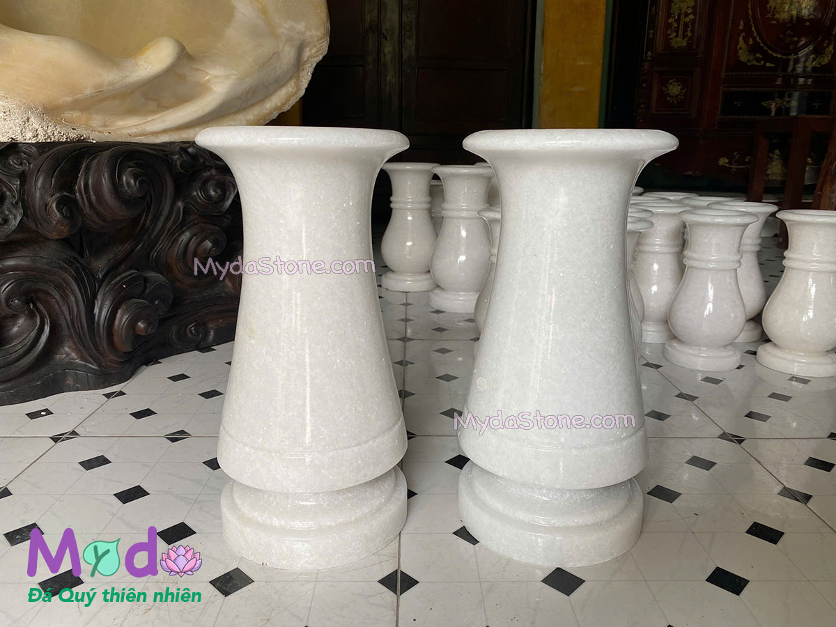 Bình Hoa đá Cẩm Thạch Trắng