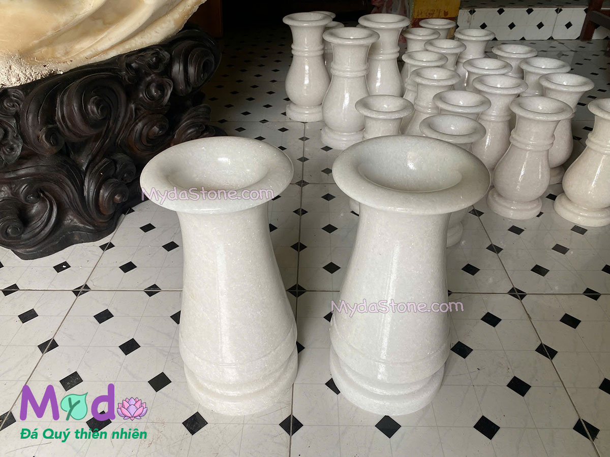 Bình Hoa đá Cẩm Thạch Trắng