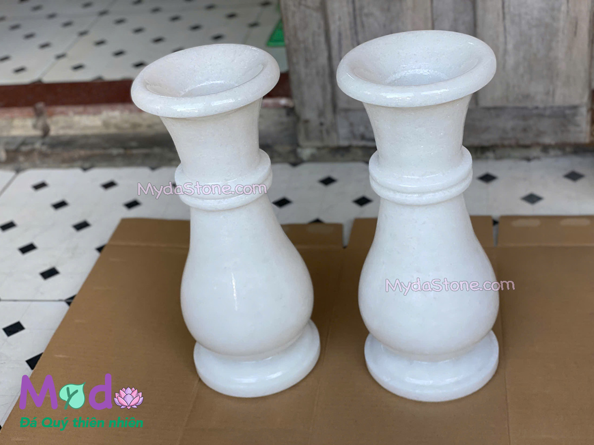 Bình Hoa đá Cẩm Thạch Trắng