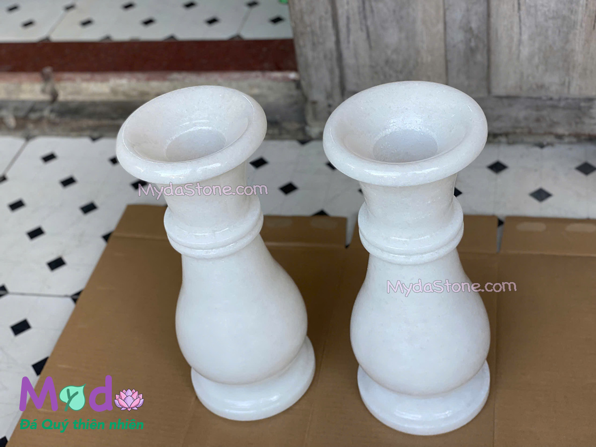 Bình Hoa đá Cẩm Thạch Trắng