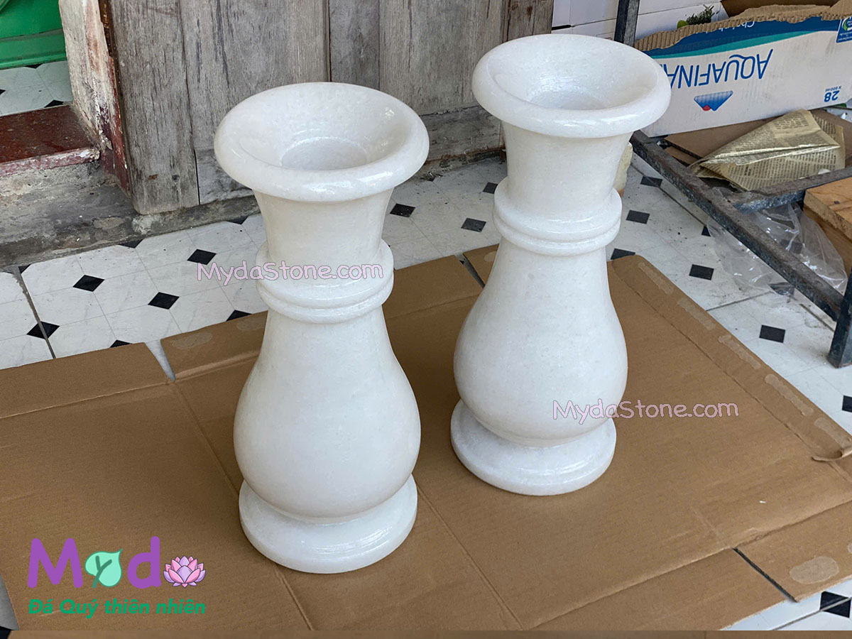 Bình Hoa đá Cẩm Thạch Trắng