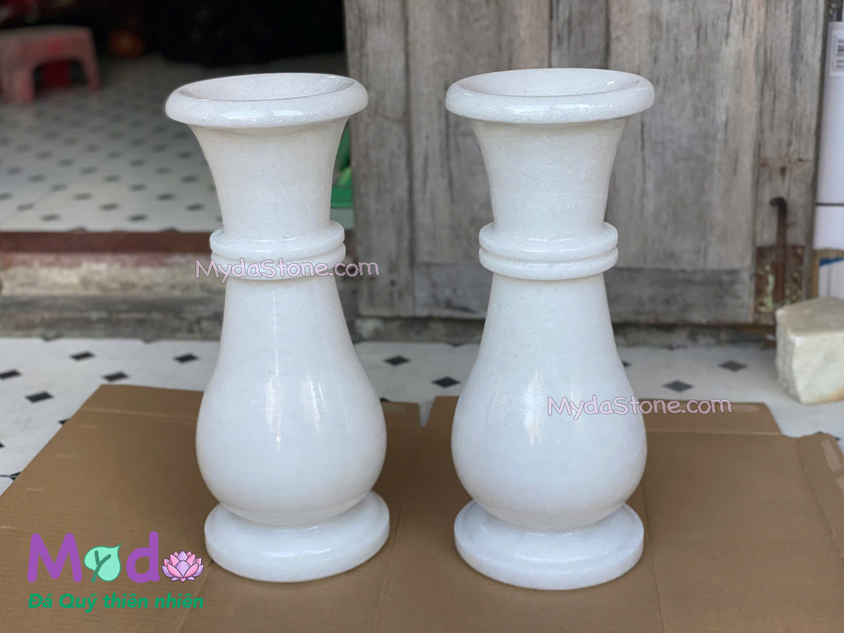 Bình Hoa đá Cẩm Thạch Trắng