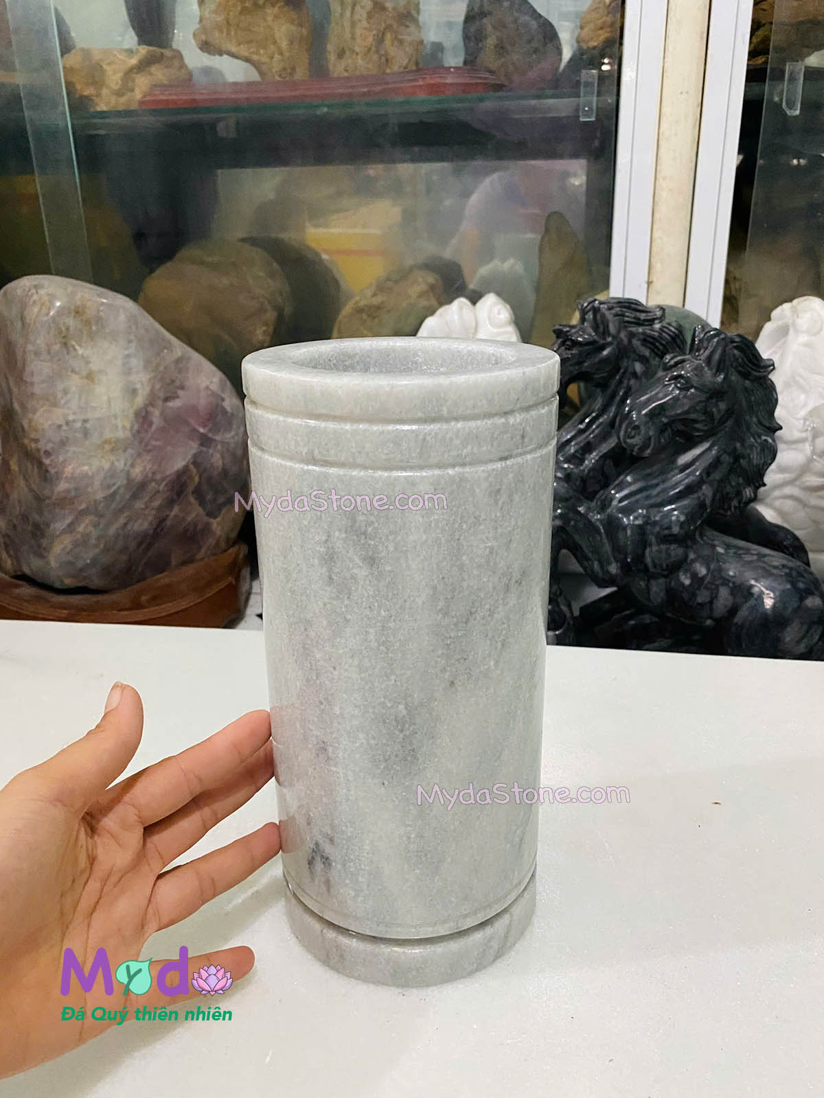 Bình Hoa đá Cẩm Thạch Xám