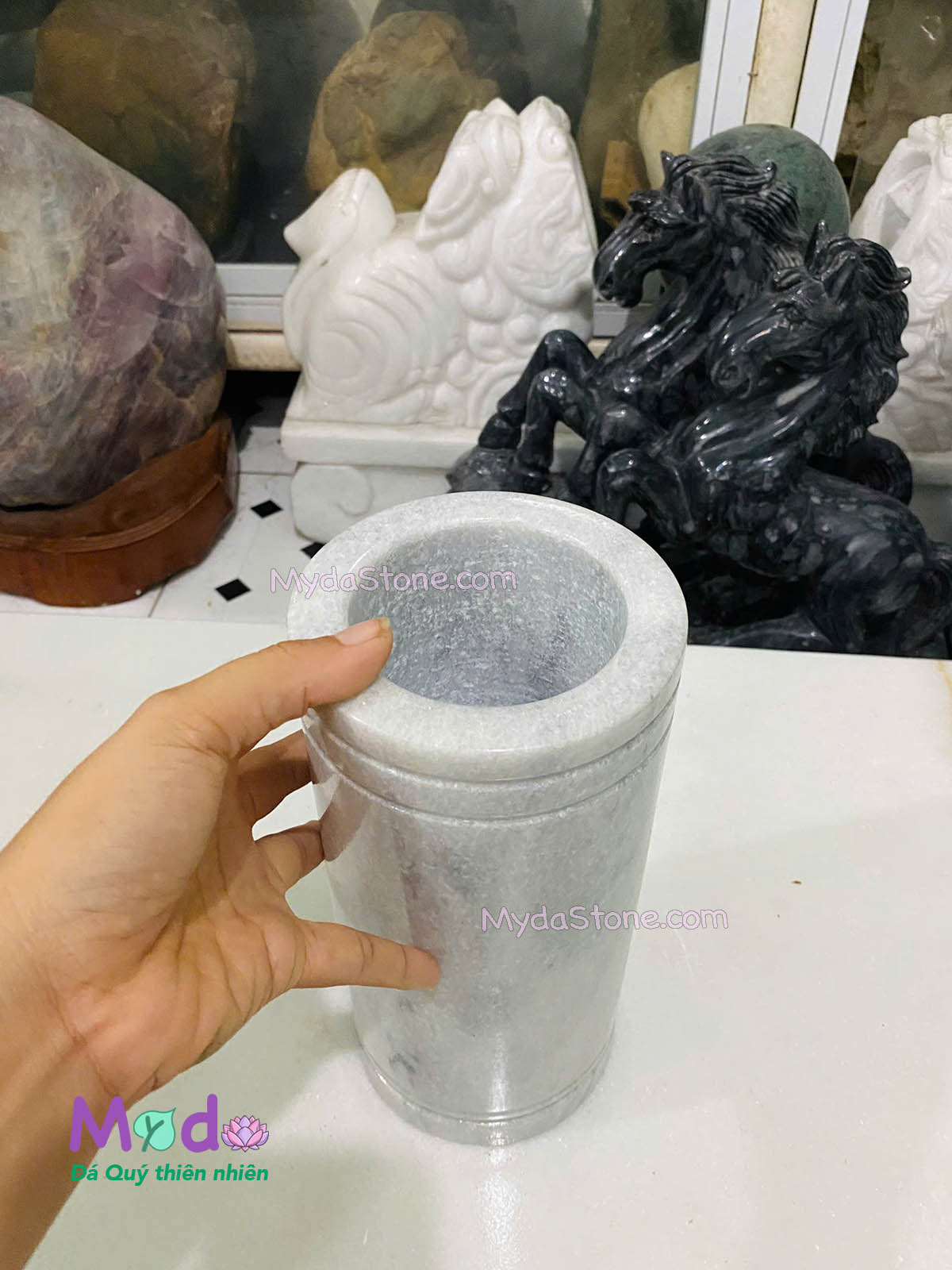 Bình Hoa đá Cẩm Thạch Xám
