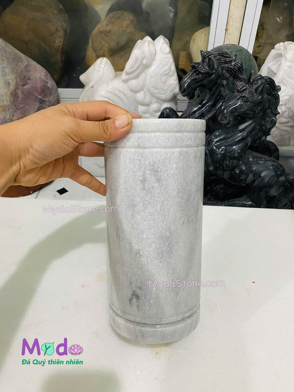Bình Hoa đá Cẩm Thạch Xám