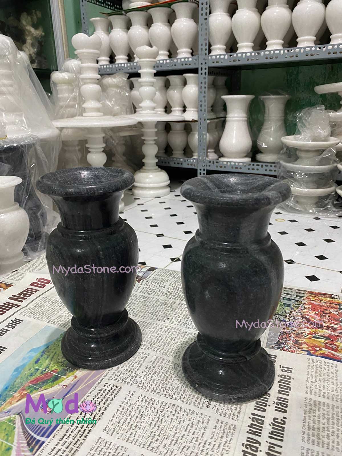 Bình Hoa đá Cẩm Thạch Đen