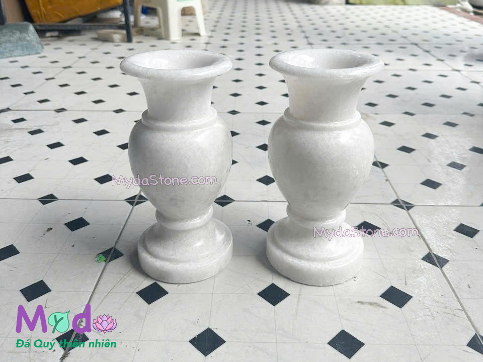 Bình Hoa đá Cẩm Thạch Trắng