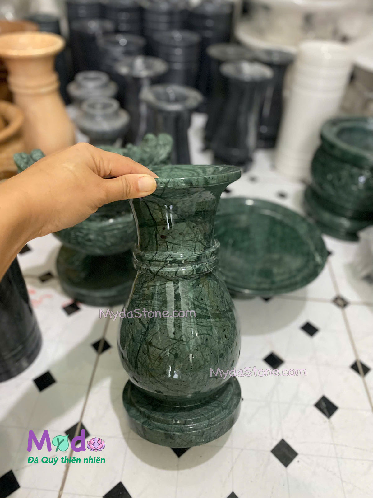 Bình Hoa đá Xanh Ấn Độ