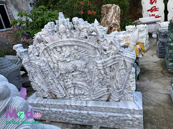 Tấm Bình Phong đá Cẩm Thạch Trắng Xám