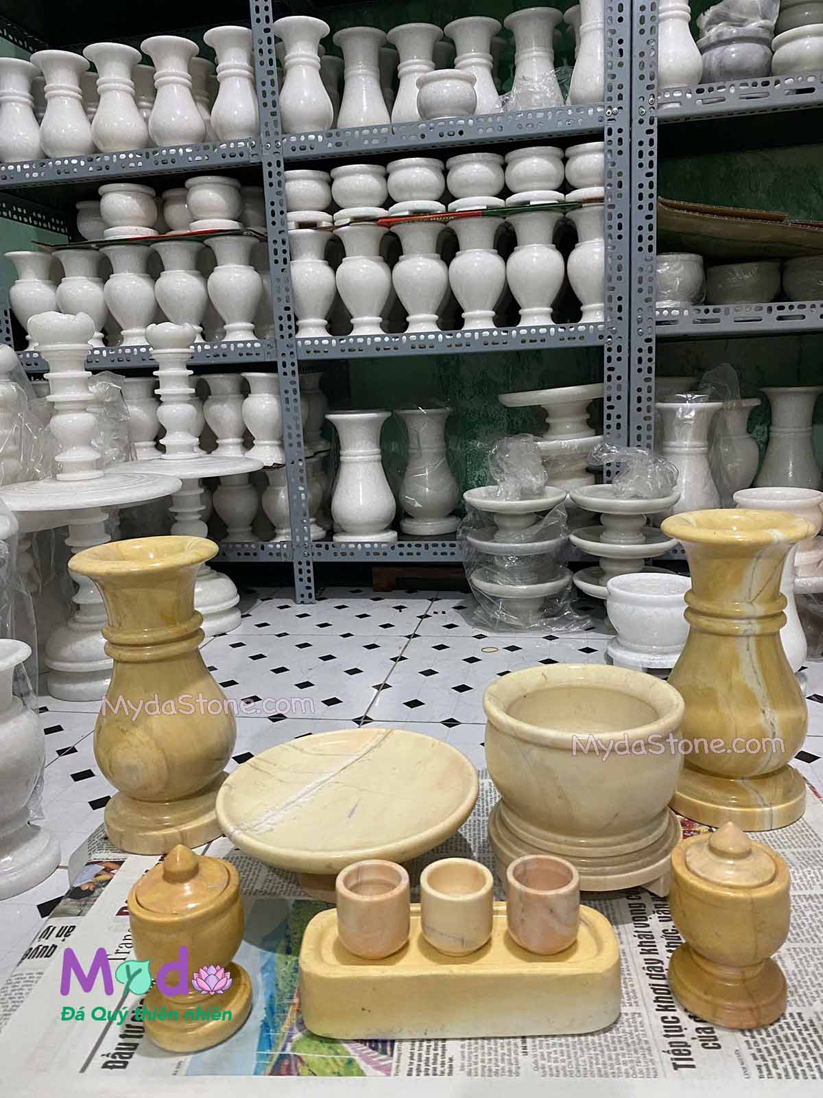 Bộ Đồ Thờ Cúng đá Cà Rốt Vàng