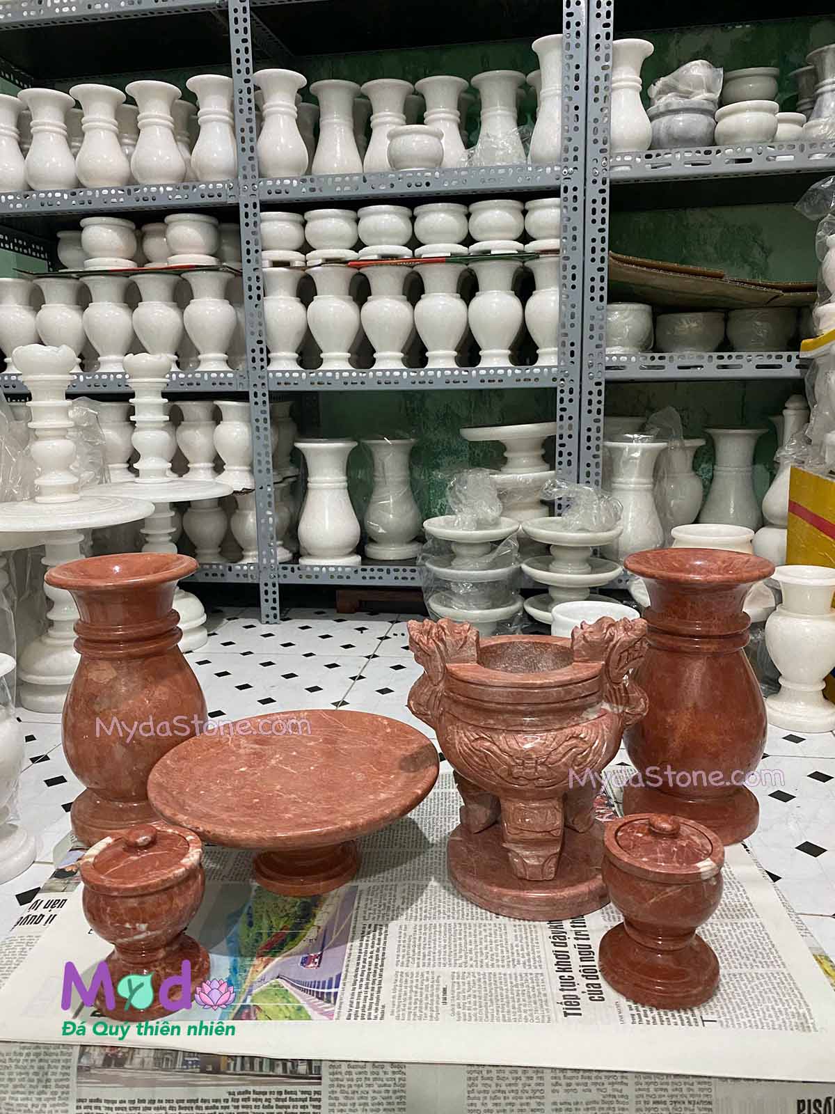 Bộ Đá Thờ Cúng đá Đỏ Thanh Hoá