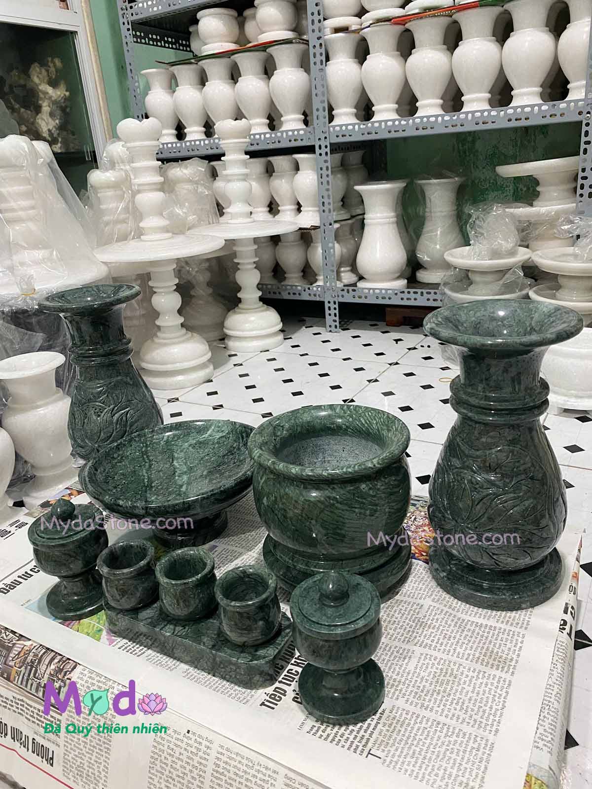 Bộ Đồ Thờ Cúng đá Xanh Ấn Độ
