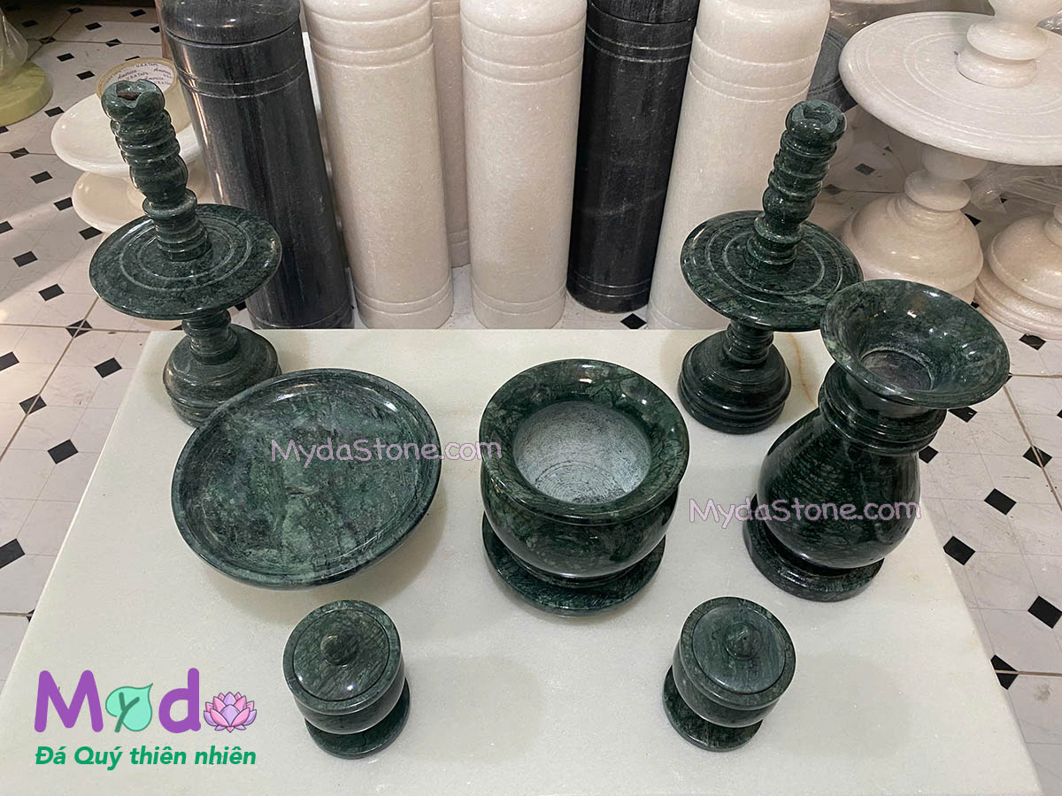 Bộ Đồ Thờ Cúng đá Xanh Ấn Độ
