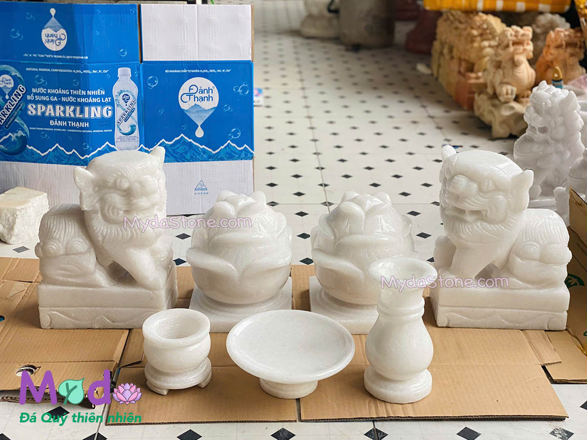 Bộ Đồ Thờ đá Cẩm Thạch Trắng
