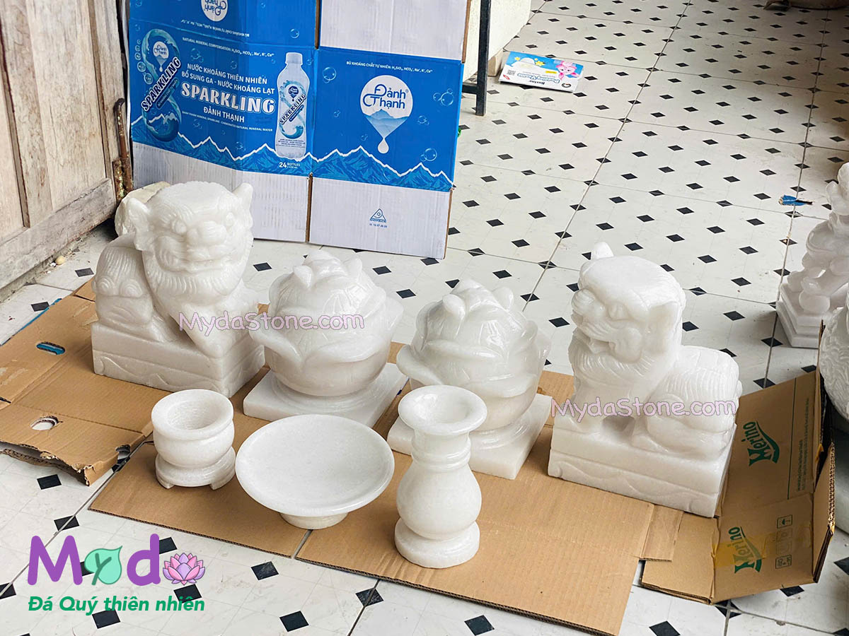 Bộ Đồ Thờ đá Cẩm Thạch Trắng
