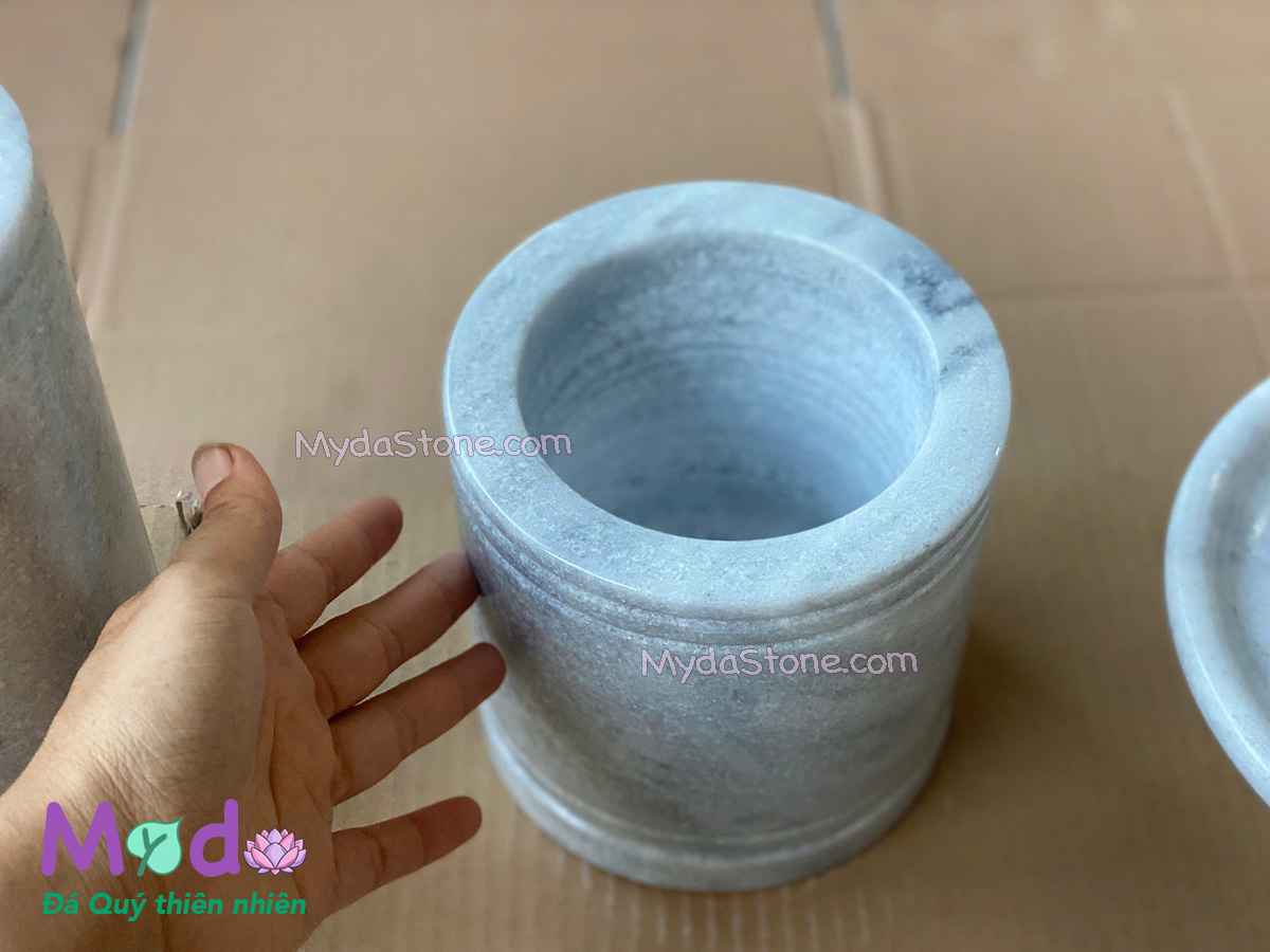 Bộ Đồ Thờ Cúng đá Cẩm Thạch Trắng Xám