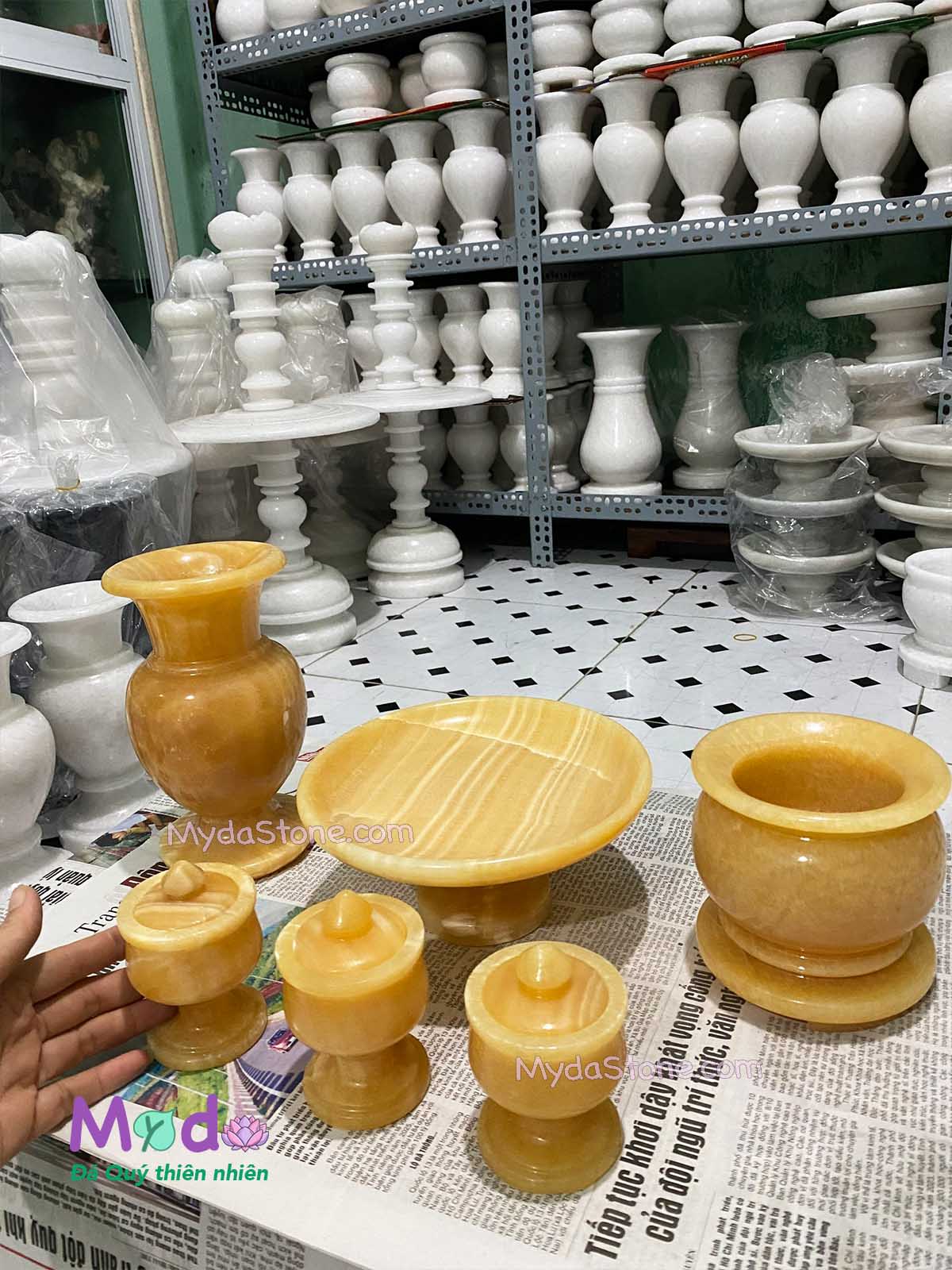 Bộ Đồ Thờ Cúng đá Ngọc Hoàng Long