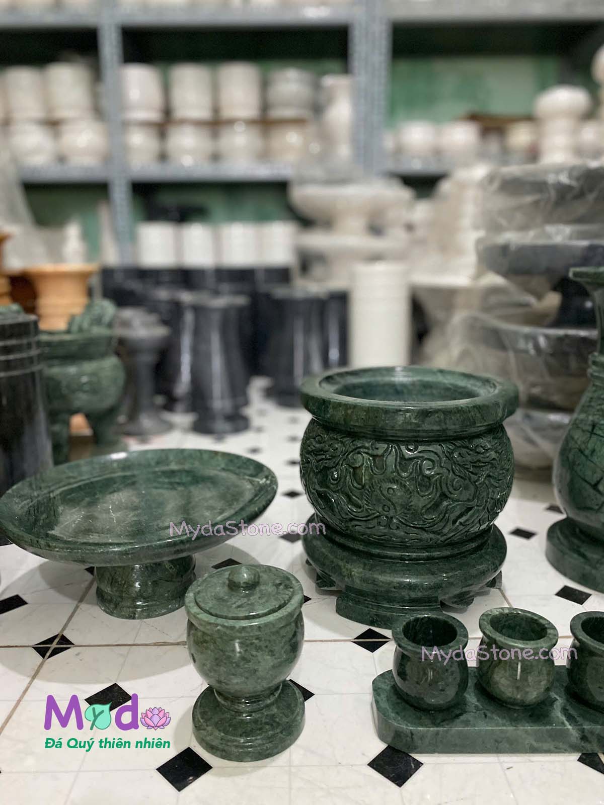 Bộ đồ thờ đá Xanh Ấn Độ