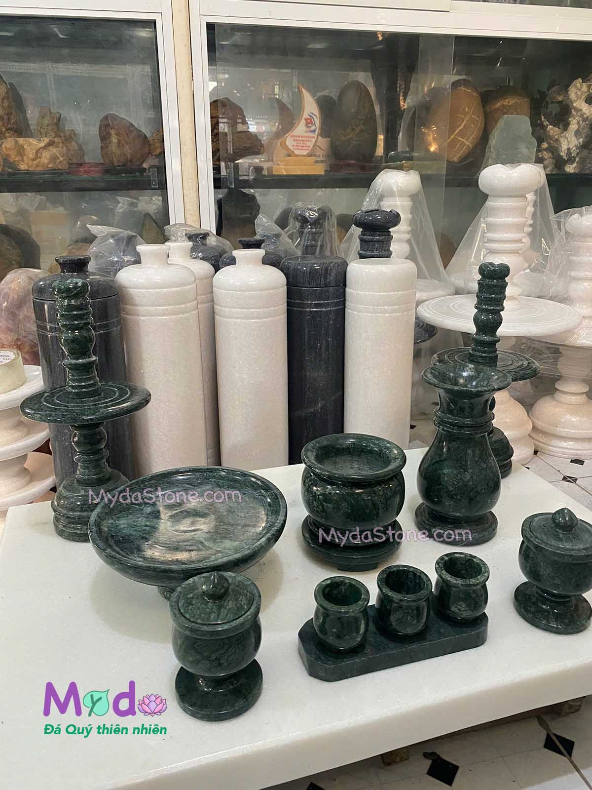 Bộ Đồ Thờ Cúng đá Xanh Ấn Độ