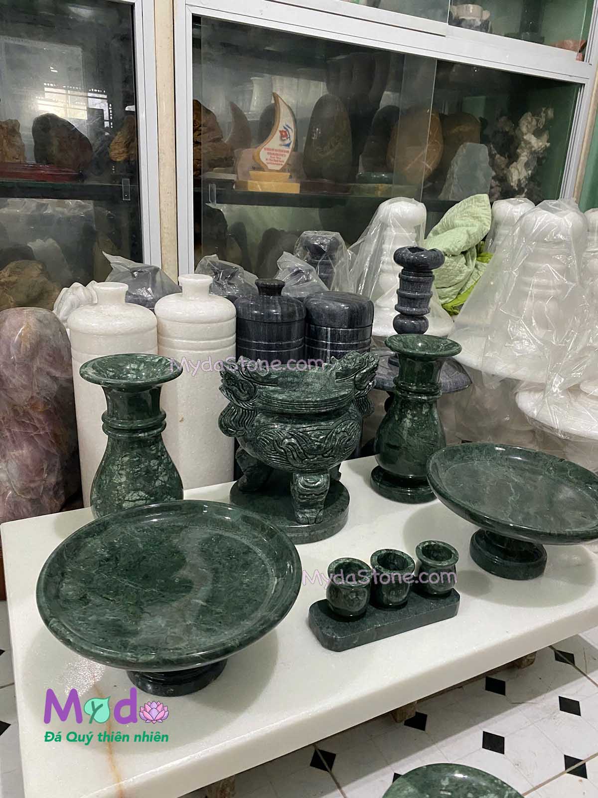 Bộ Đồ Thờ Cúng đá Xanh Ấn Độ