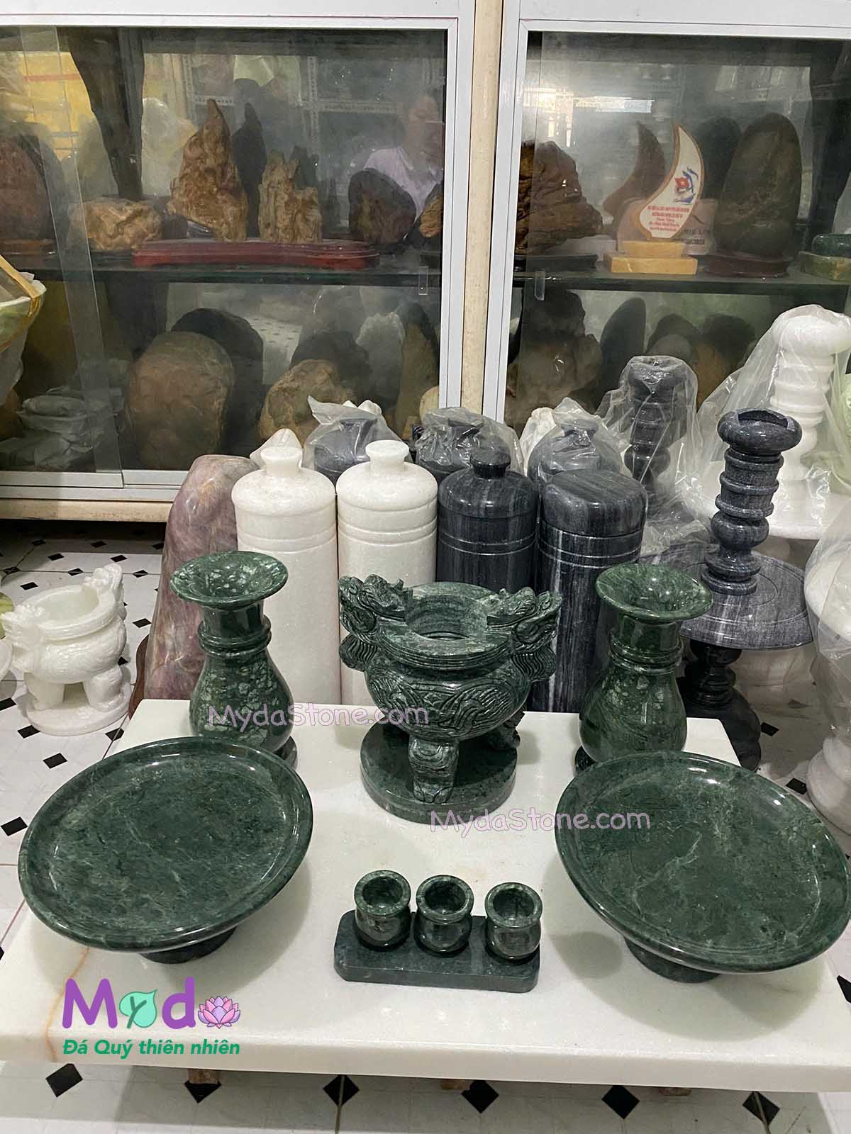 Bộ Đồ Thờ Cúng đá Xanh Ấn Độ