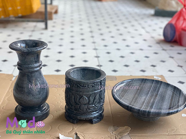 Bộ Đồ Thờ để Lăng Mộ đá Cẩm Thạch Đen