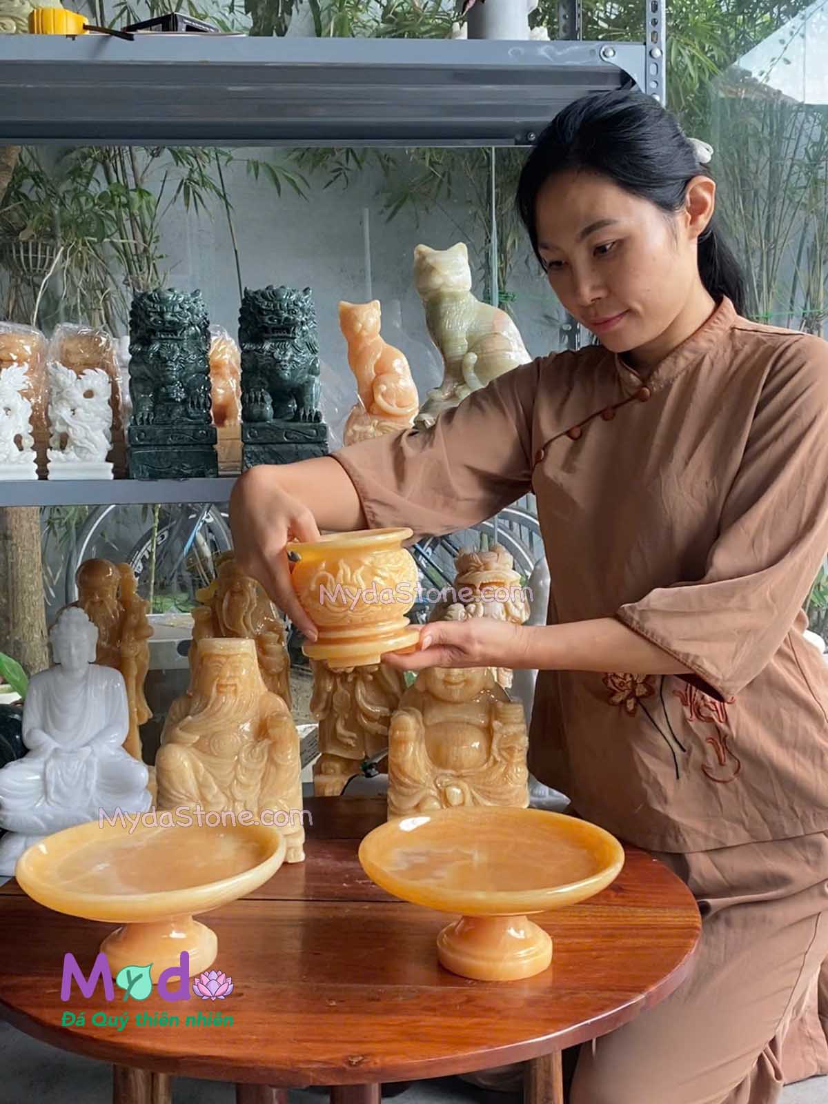 Bộ Đồ Thờ Thần Tài Ông Địa đá Ngọc Hoàng Long