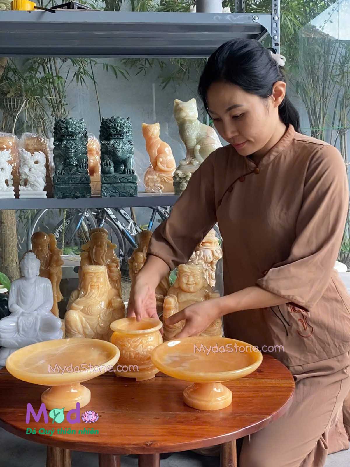 Bộ Đồ Thờ Thần Tài Ông Địa đá Ngọc Hoàng Long