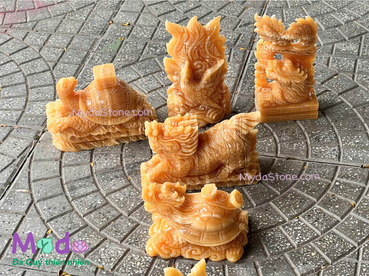 Bộ Tứ Linh Long Lân Quy Phụng đá Ngọc Hoàng Long