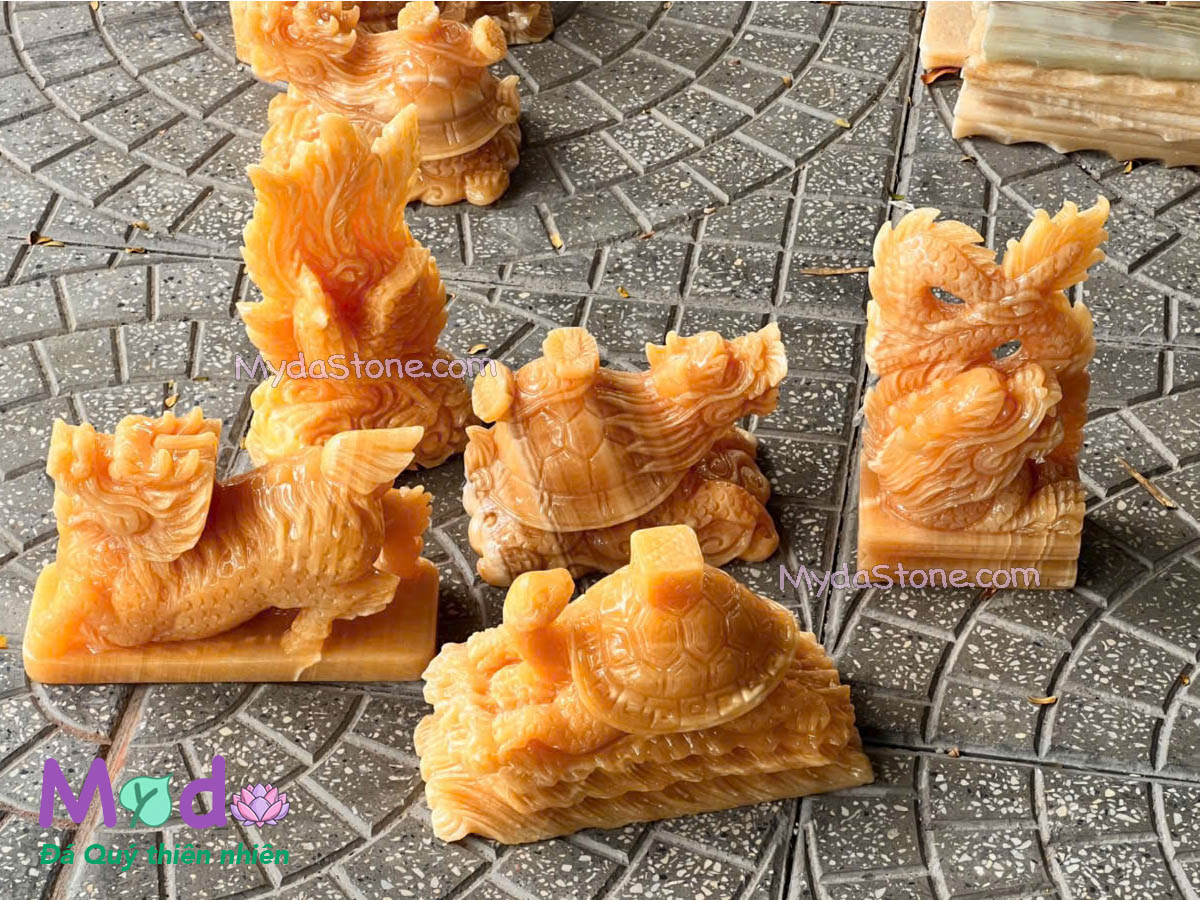 Bộ Tứ Linh Long Lân Quy Phụng đá Ngọc Hoàng Long
