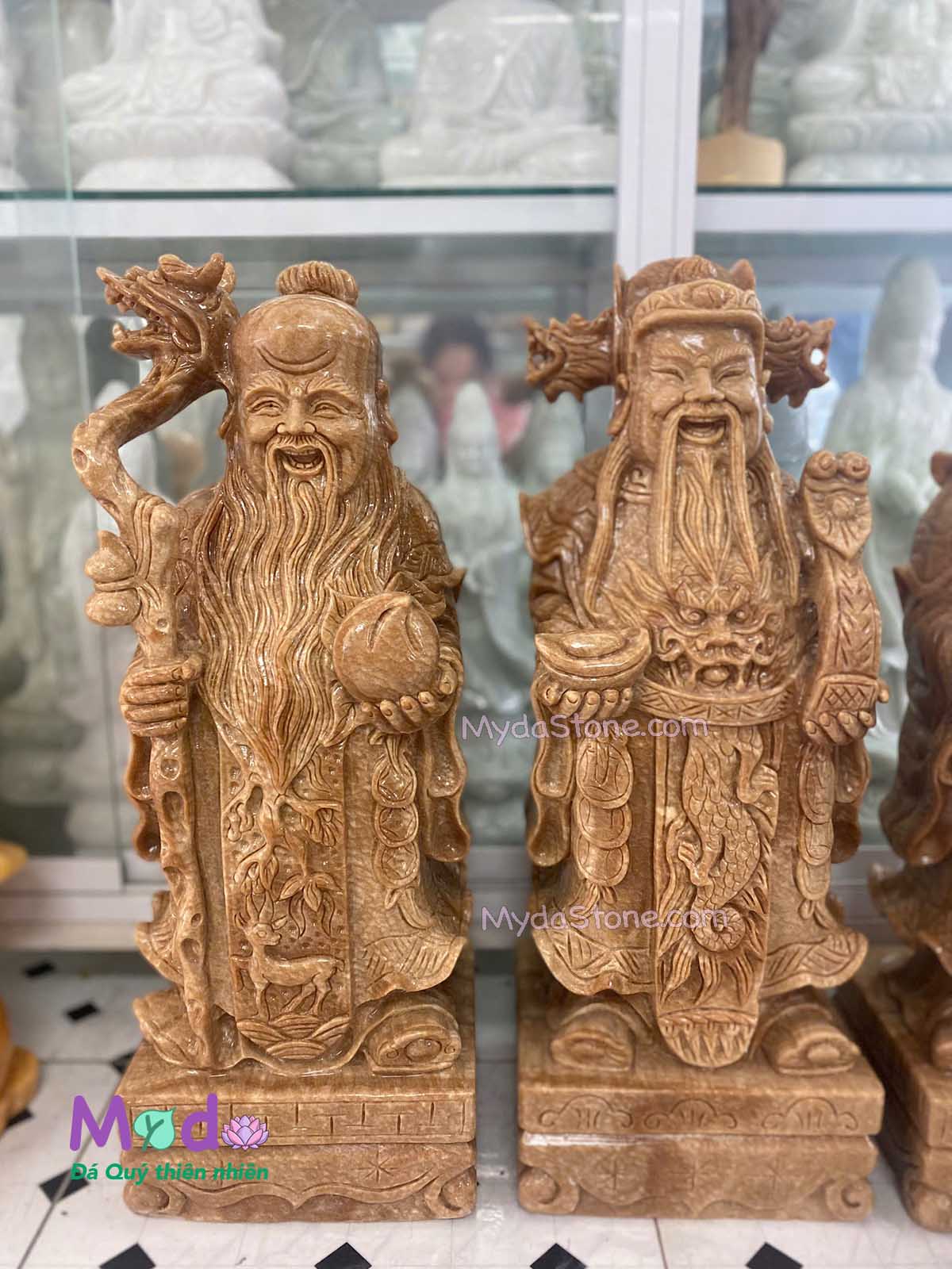 Tượng Phúc Lộc Thọ đá Vân Gỗ Tự Nhiên