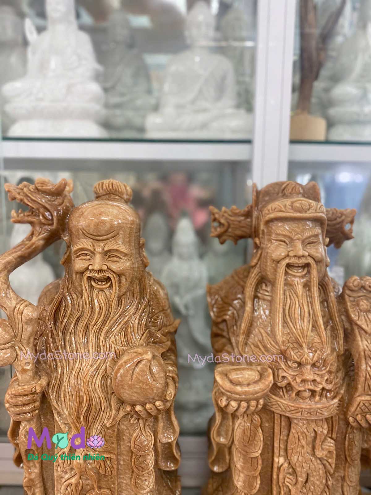 Tượng Phúc Lộc Thọ đá Vân Gỗ Tự Nhiên