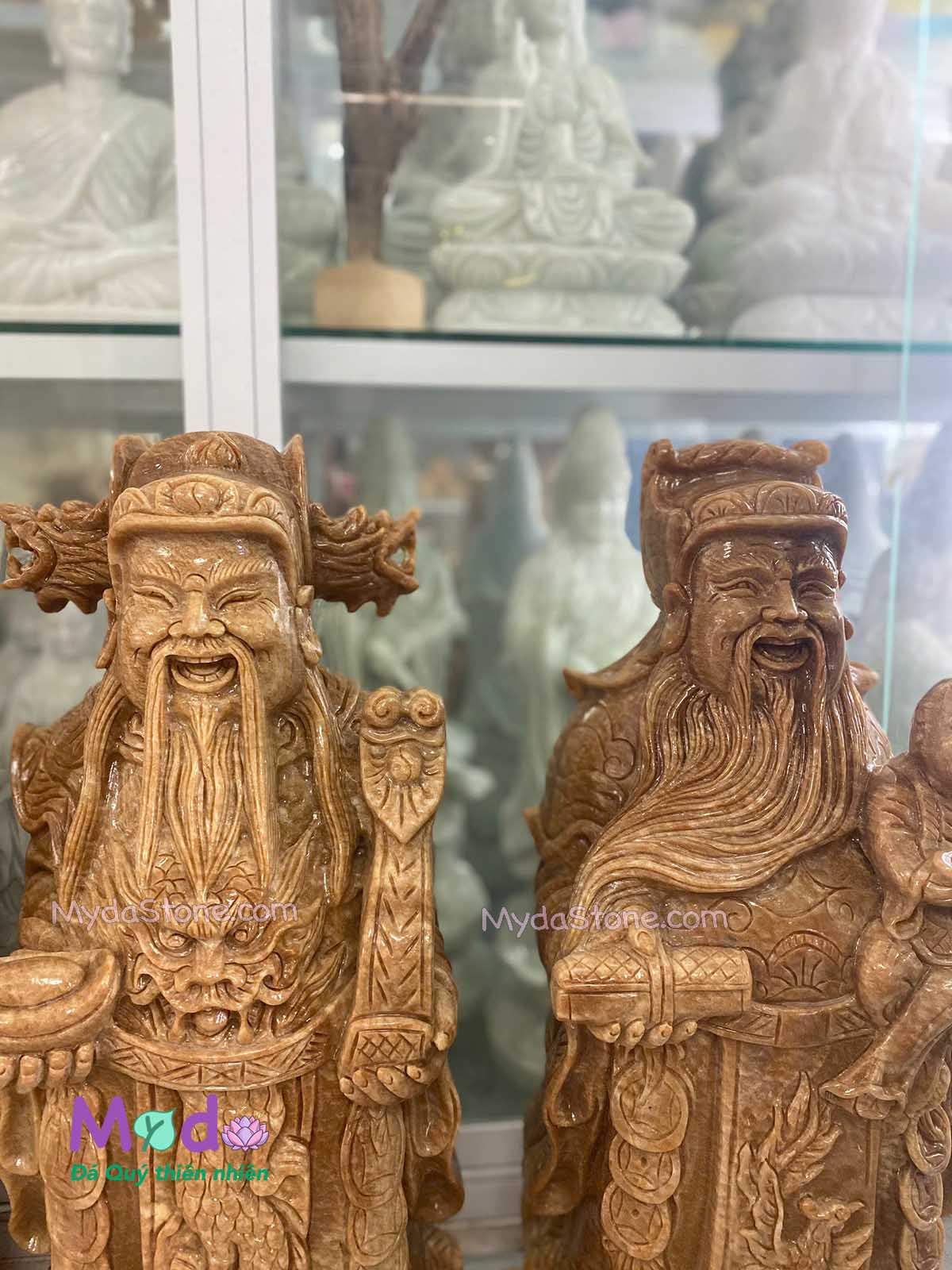 Tượng Phúc Lộc Thọ đá Vân Gỗ Tự Nhiên
