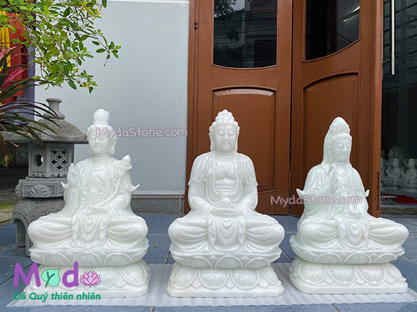 Bộ Tượng Tam Thánh bằng đá Cẩm Thạch Trắng