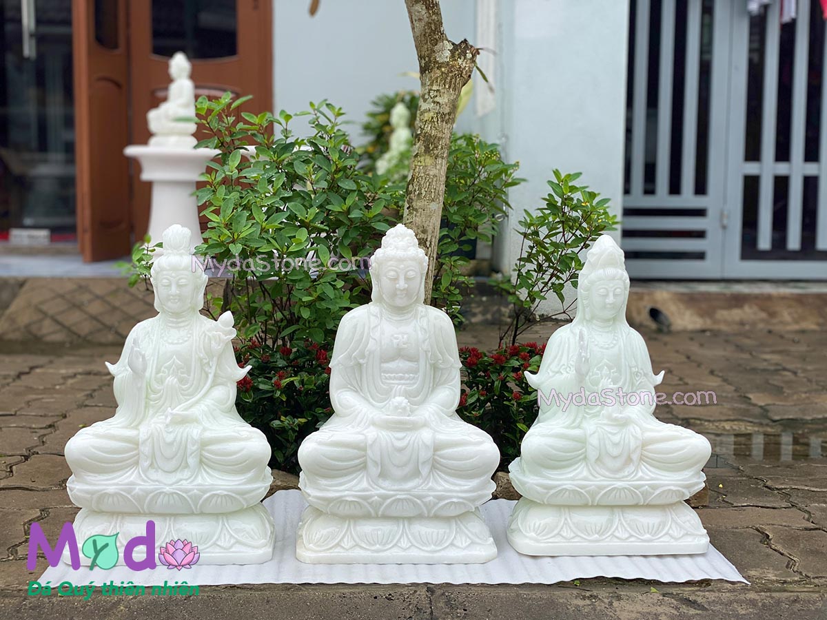 Bộ Tượng Tam Thánh bằng đá Cẩm Thạch Trắng