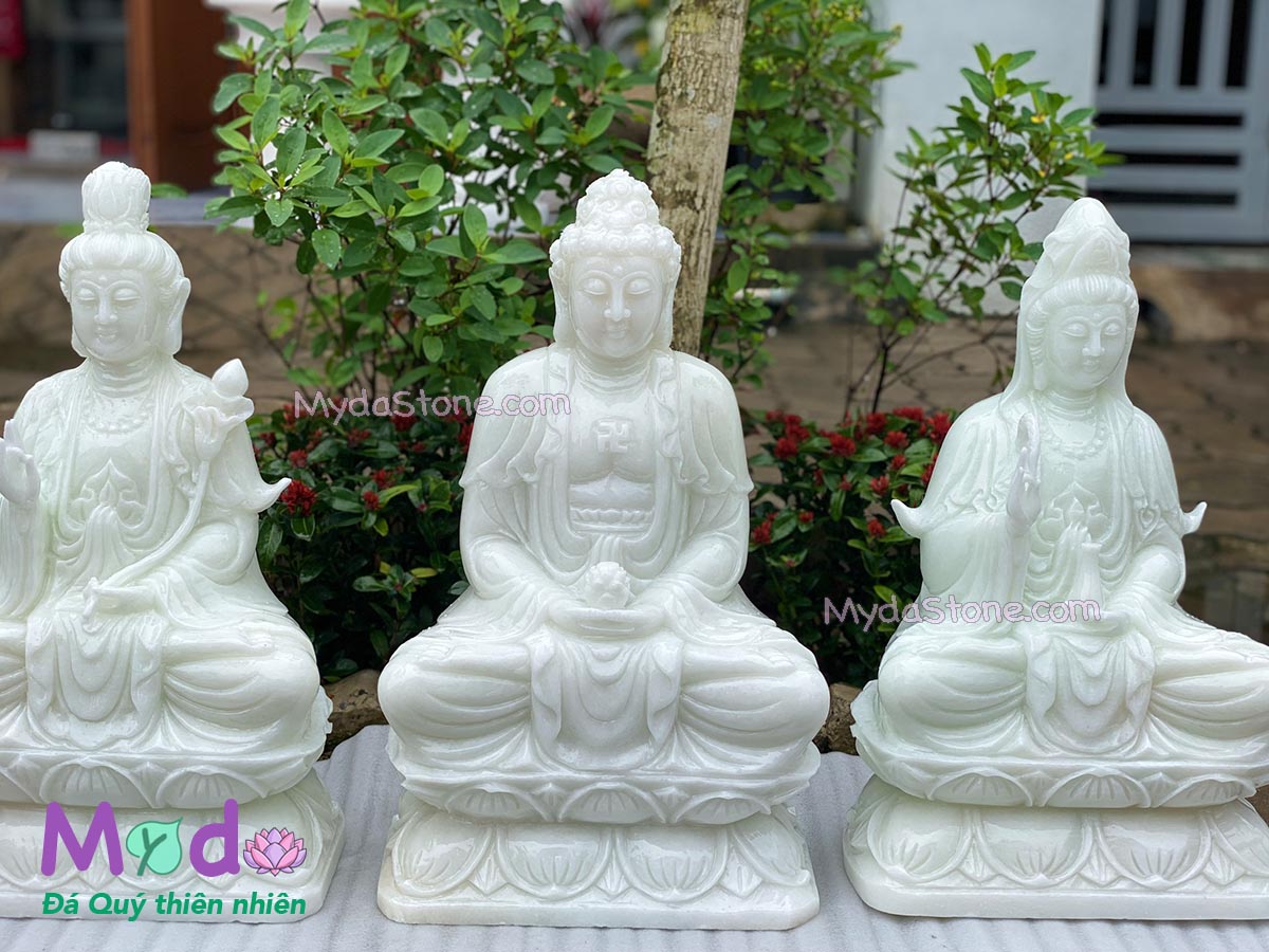 Bộ Tượng Tam Thánh bằng đá Cẩm Thạch Trắng