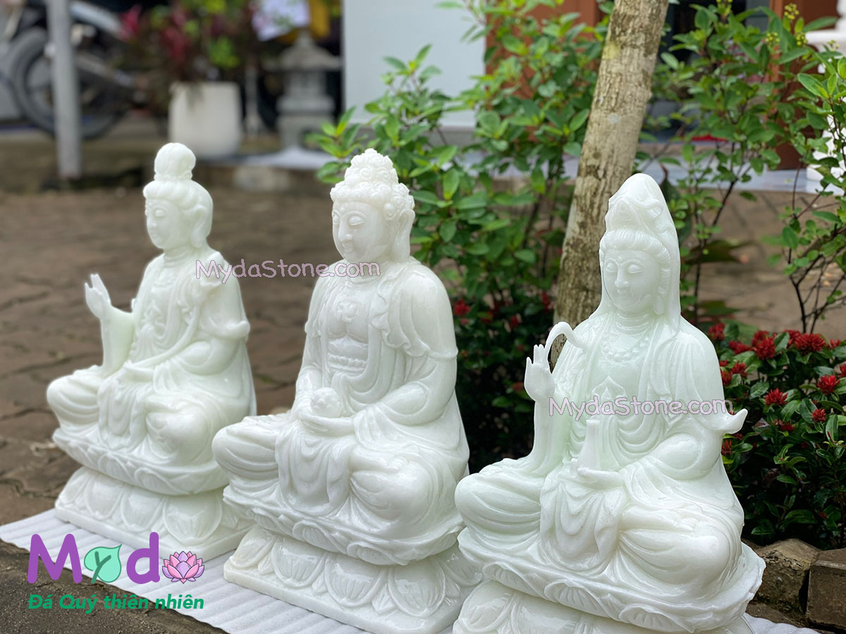 Bộ Tượng Tam Thánh bằng đá Cẩm Thạch Trắng