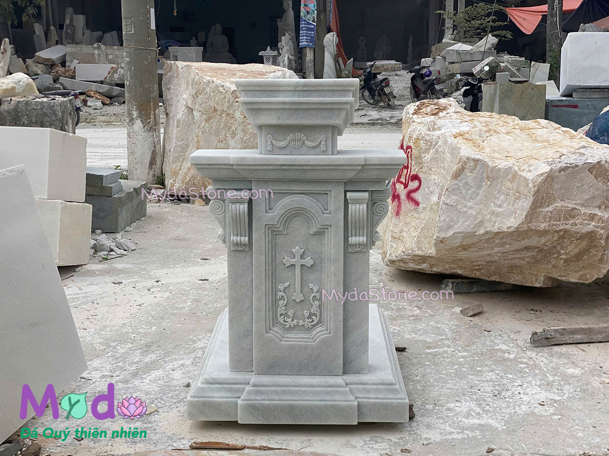 Bục Giảng Công Giáo đá Cẩm Thạch Trắng Xanh