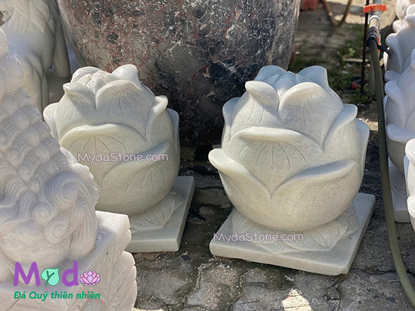 Búp Sen đá Cẩm Thạch Trắng Xanh