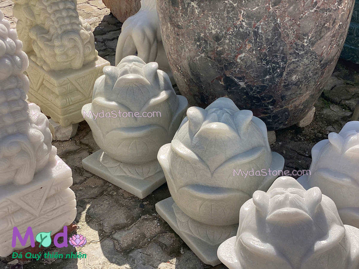 Búp Sen đá Cẩm Thạch Trắng Xanh