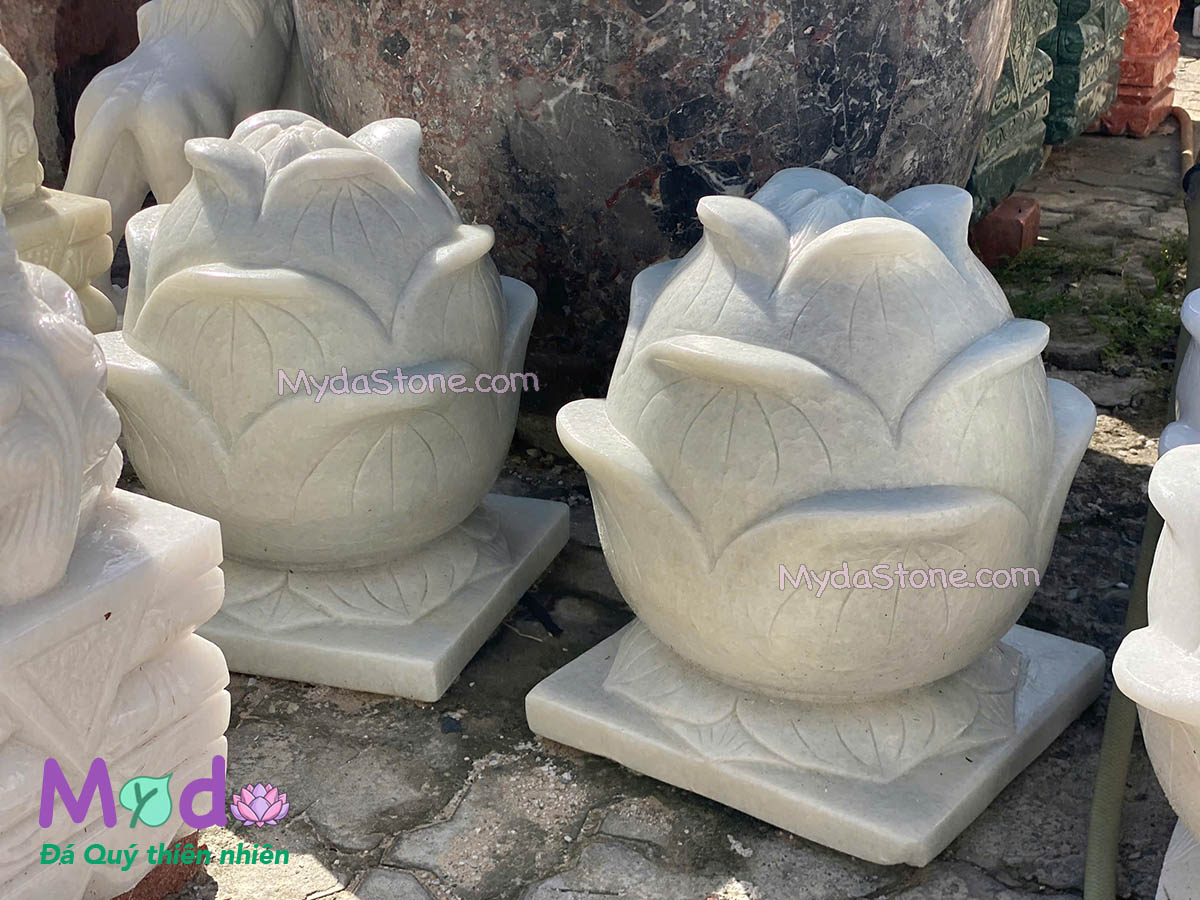 Búp Sen đá Cẩm Thạch Trắng Xanh