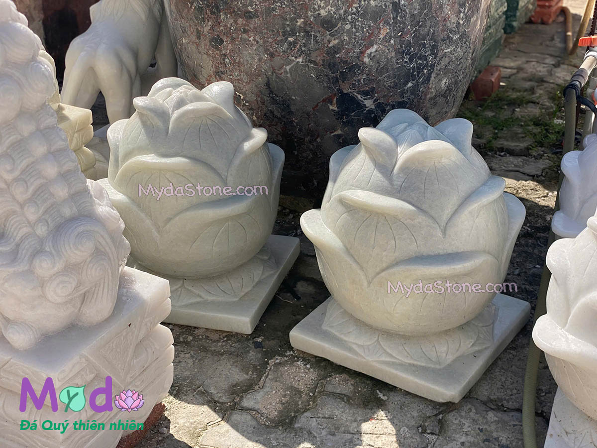 Búp Sen đá Cẩm Thạch Trắng Xanh